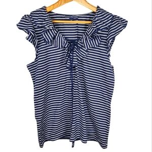 American Living By Ralph Lauren Navy and White Striped Top. XL. Nautical. B0025
